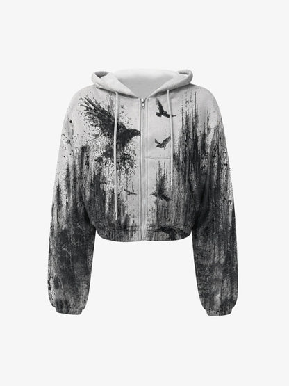 American Retro Y2K Graphic Zip-Up Hoodie