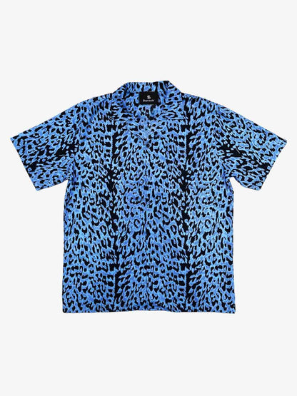 Cyber Punk Leopard Print Camp Collar Boxy Shirt 