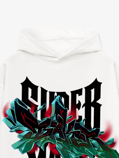 Street graffiti pattern design hooded sweatshirt 