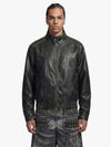 Retro Leather Stand-Collar Elastic Hem Jacket 