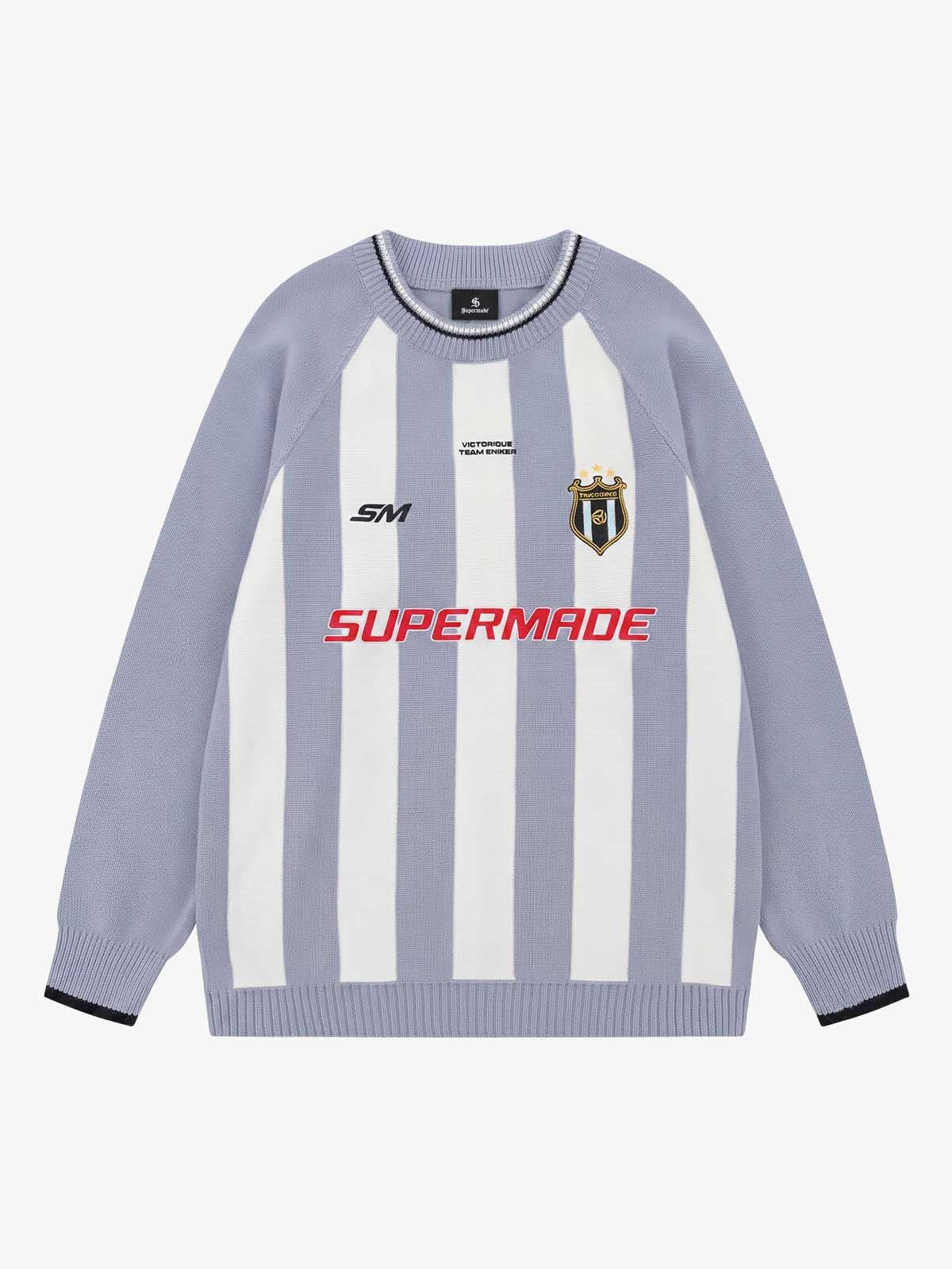 Striped Embroidered Knit Sweater