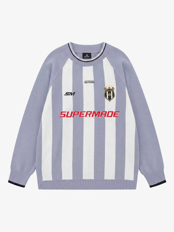 Striped Embroidered Knit Sweater