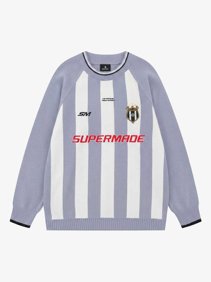 Striped Embroidered Knit Sweater