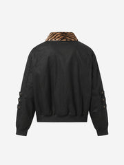 Studded Sleeve Stand-Collar Zip Jacket