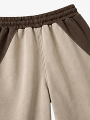 Contrast Panel Graphic Zip-Up Hoodie & Wide-Leg Sweatpants Set