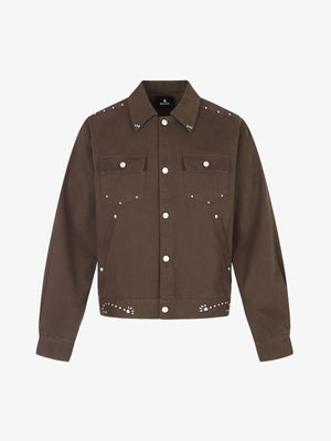 Street Retro Studded Denim Short Jacket