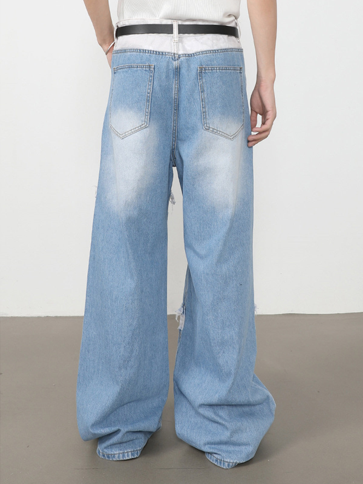 Patchwork-Jeans im Used-Look