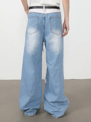 Patchwork-Jeans im Used-Look