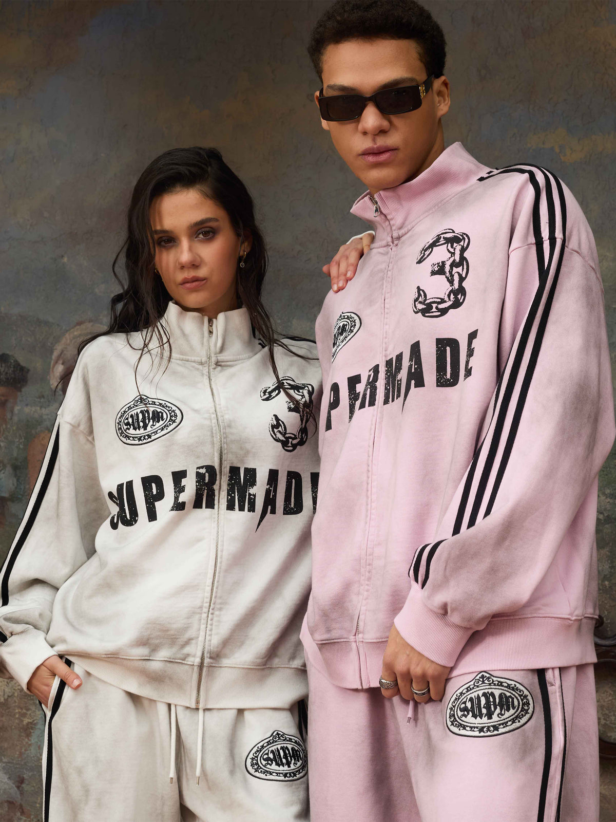 Supermade Vintage Distressed Size 3 Stand Collar Tracksuit 