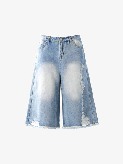 Distressed Faded Baggy Jorts 