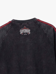 Washed Moto Graphic Distressed Raglan T-Shirt 