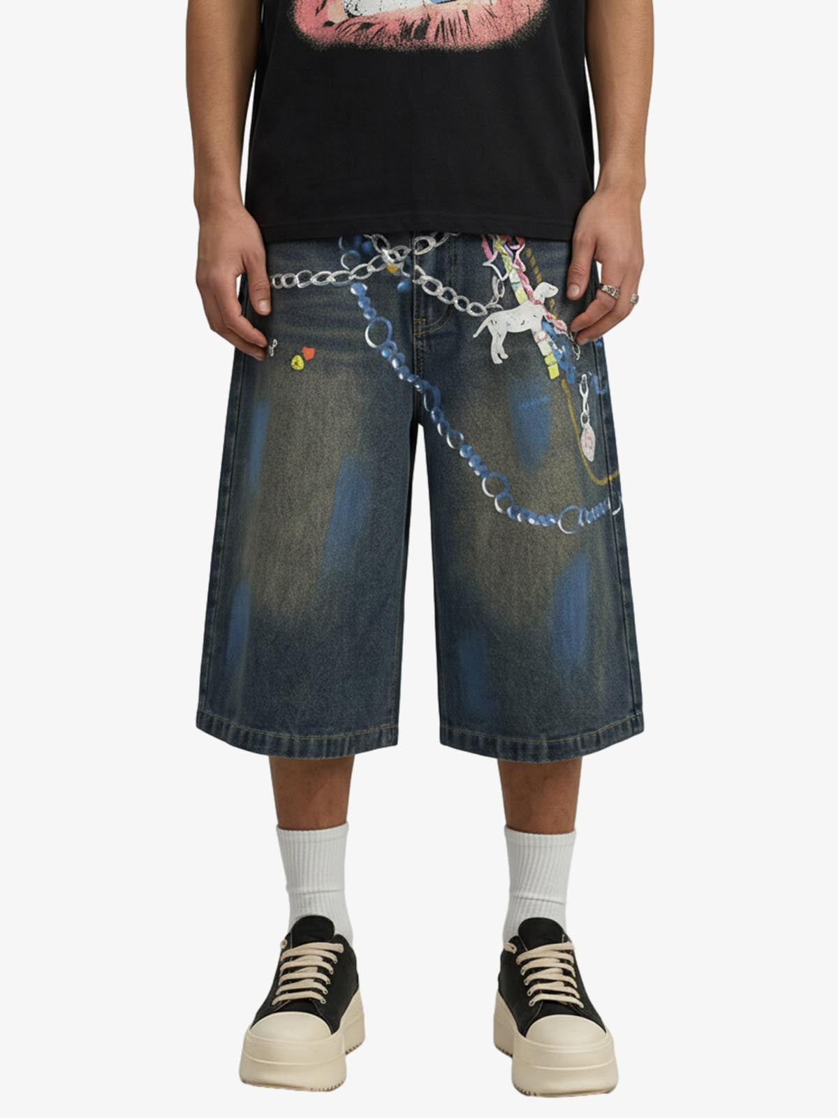 Street Painting Graffiti Denim Jorts 2476
