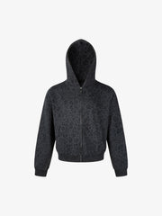 Leopard Pattern Boxy Fit Zip-Up Hoodie