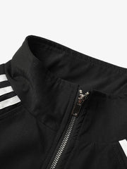 Striped Zip-Up Track Jacket and Wide-Leg Track Pants Set 