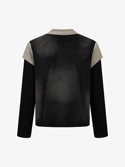 Cotton Blend Long Sleeve T-Shirt with Peace Symbol Skull Print and "End the War" Graphic Design 