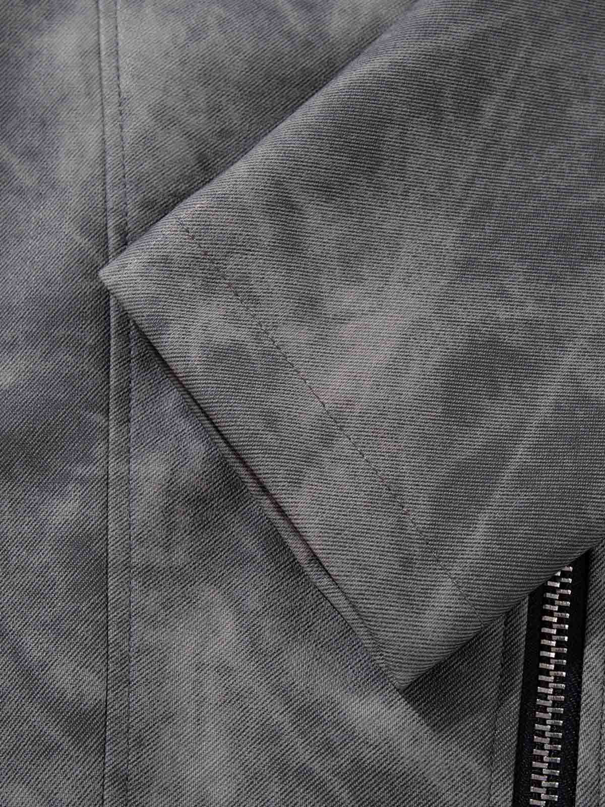 Street-style Distressed Slanted Placket PU Leather Jacket