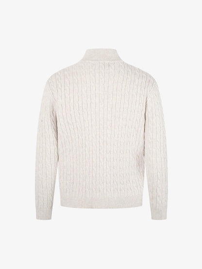 Cable Knit Wool Blend Half-Zip Sweater Men's Winter Warm Knitted Pullover 