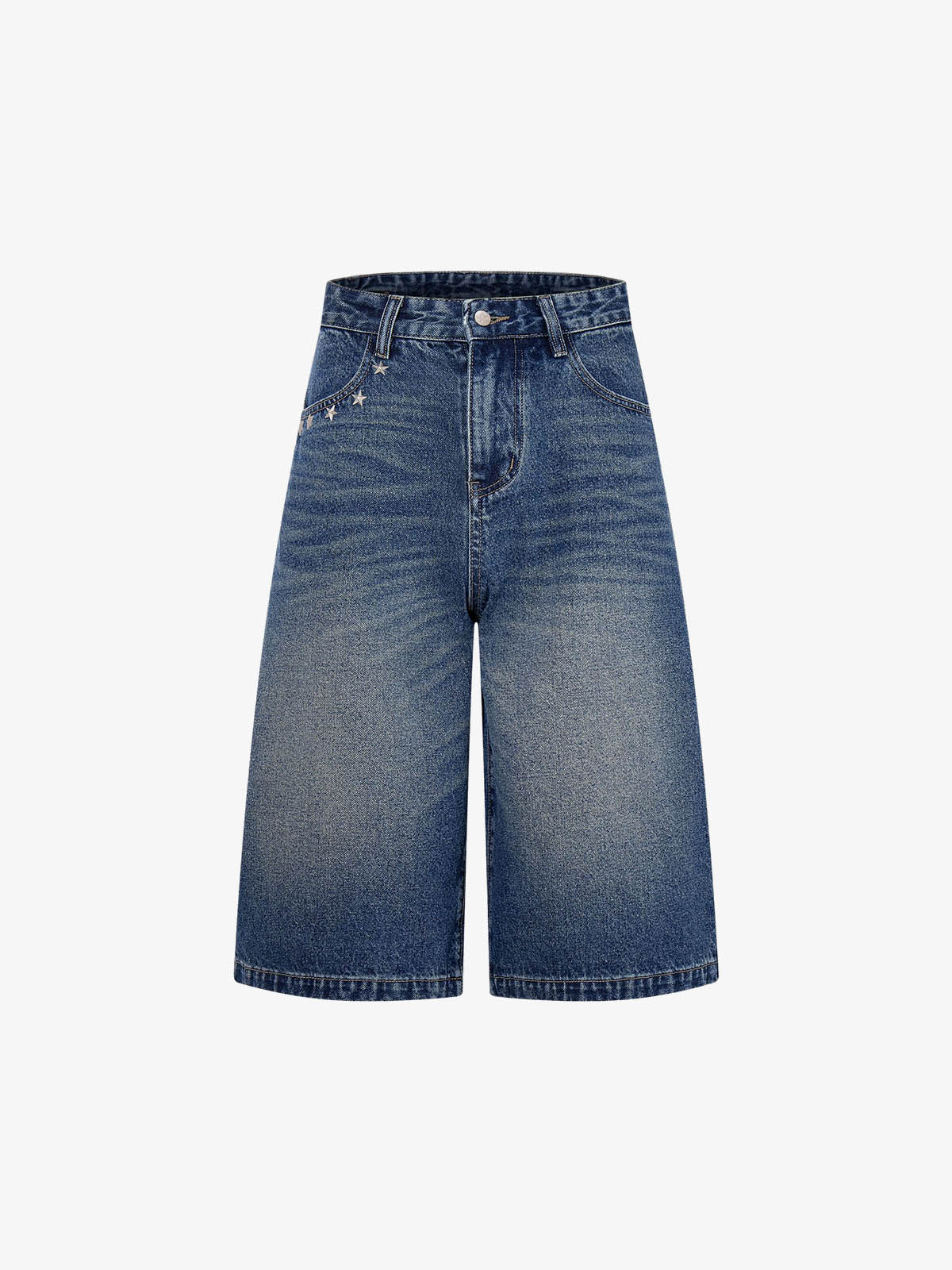 Pantaloncini di jeans con ricami a stella e rivetti