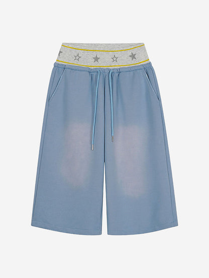 Pantalones cortos con cordón y cintura ancha en forma de estrella