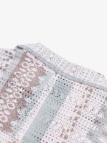 Bohemian Lace Cutout Camp Collar Boxy Shirt 