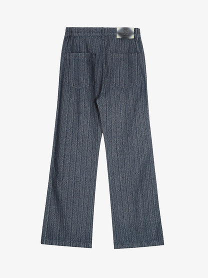 Stylish Wide-Leg Denim Trousers with Pleated Design for Modern Fashionistas 