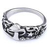 Sterling Silver Dragon Ring with Star and Flower Design Men's Gothic Jewelry 
