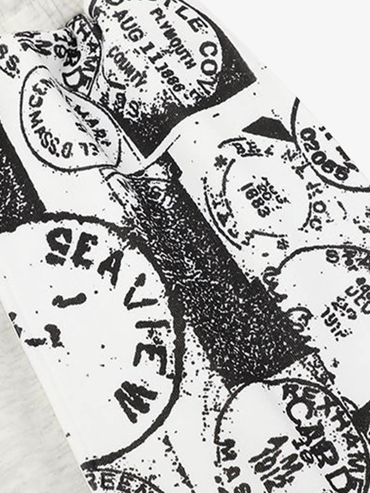 Stamp Print Patch Pocket Knit Shorts 