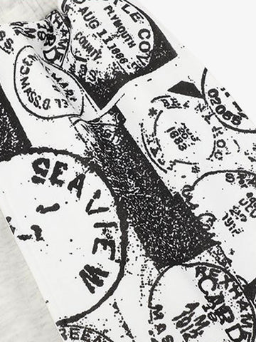 Stamp Print Patch Pocket Knit Shorts 