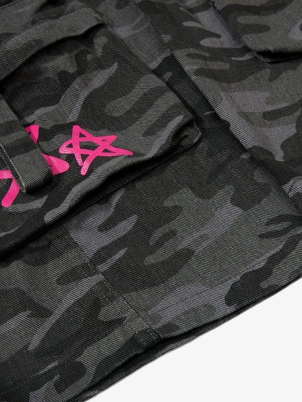 Retro Camouflage Pink Graffiti Barrel Pants 