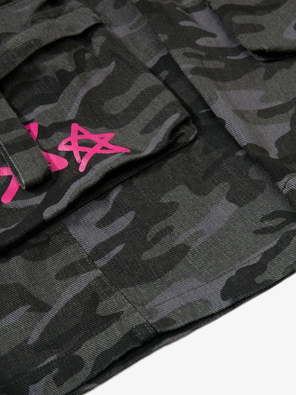Retro Camouflage Pink Graffiti Barrel Pants 