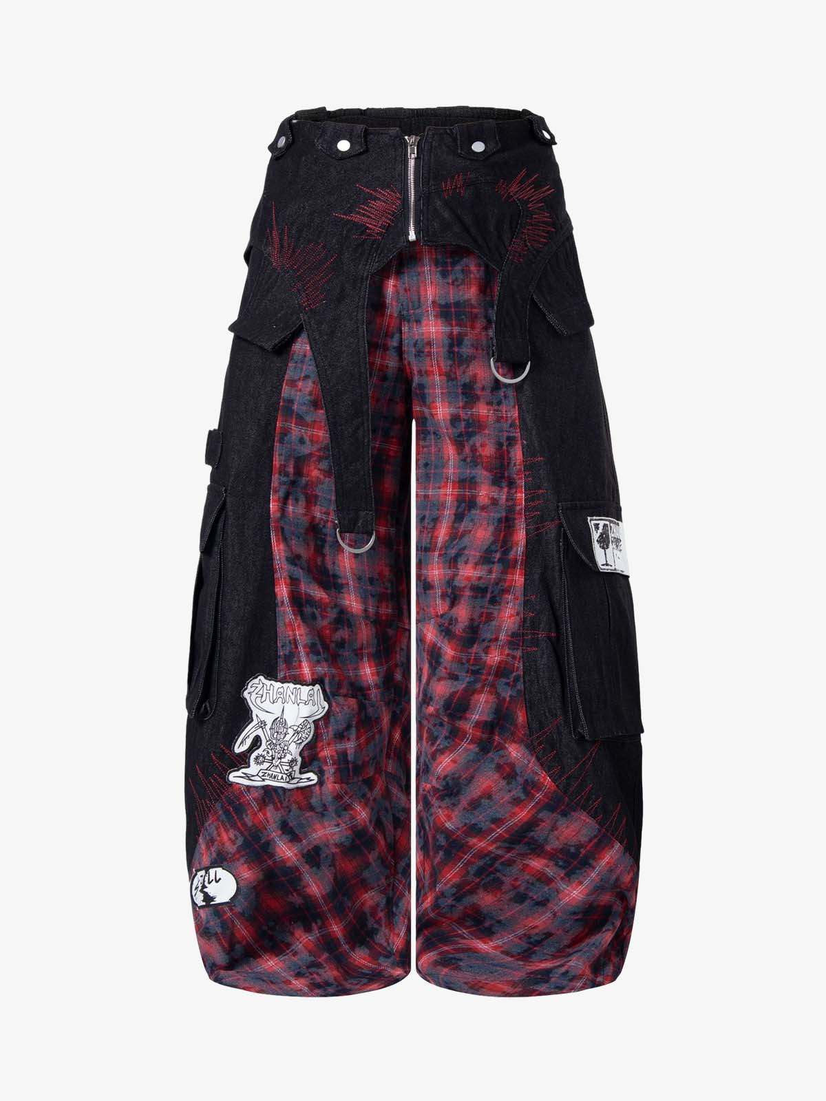 Deconstructed Cyber-Grunge Patchwork Denim Jeans 