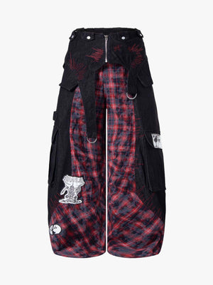 Deconstructed Cyber-Grunge Patchwork Denim Jeans 