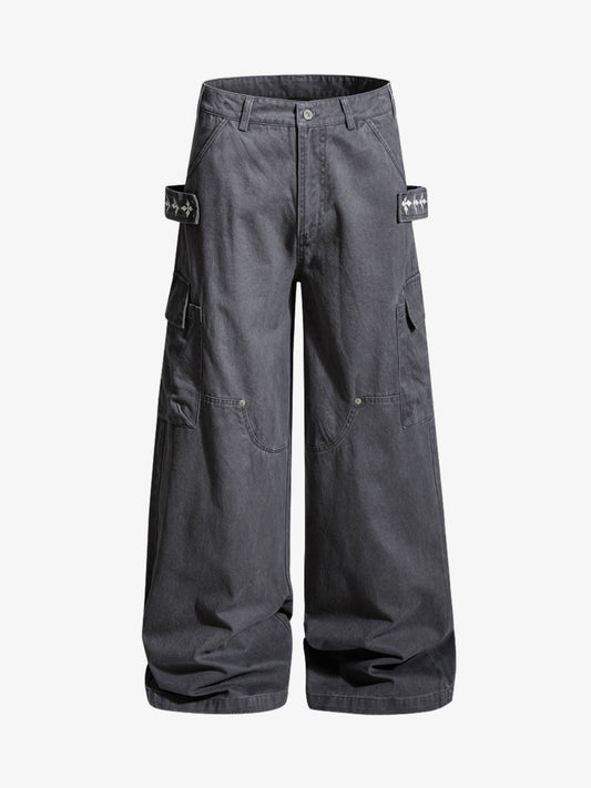 Pantalones de carpintero con detalle de correa vintage