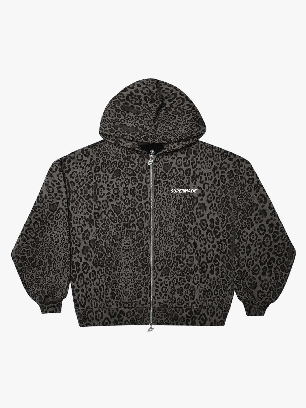 Leopard Print Zip-Up Hoodie