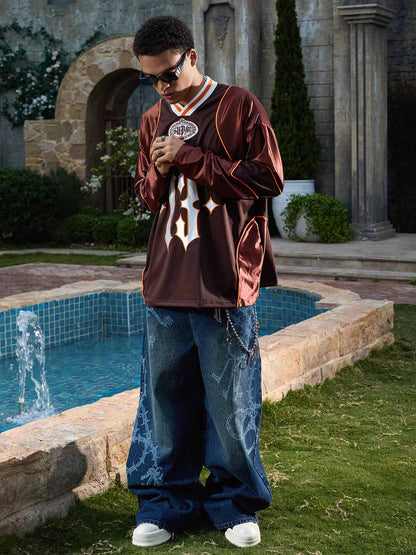 Supermade American Gothic Font Satin Mesh Jersey 