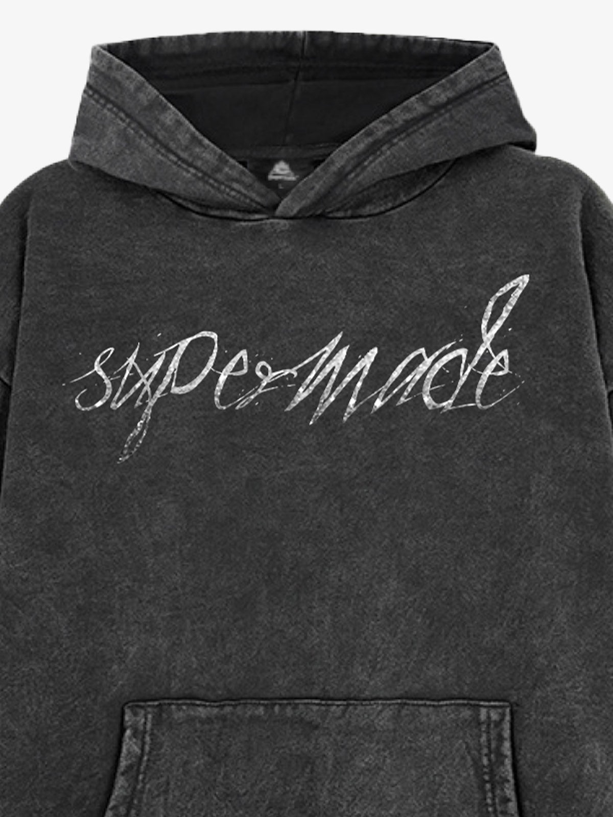 Metallic Script Letter Cross Graphic Hoodie 