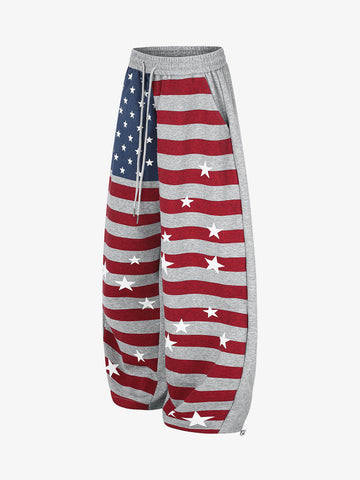 Flag Graphic Baggy Barrel Sweatpants