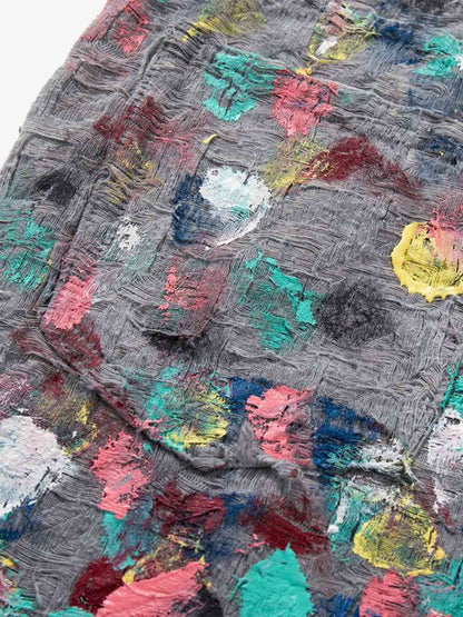 Hand-Painted Frayed Wide Leg Jeans 