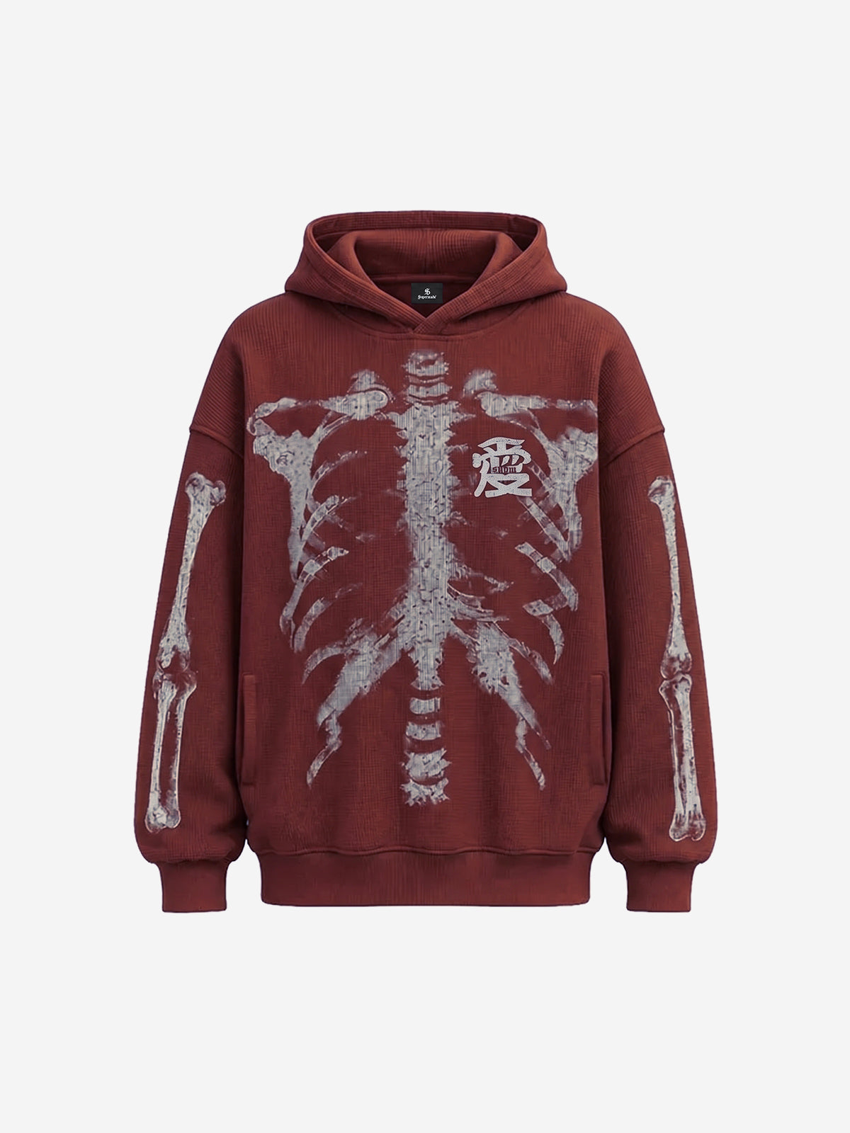 Skeleton Bone Graphic Distressed Hoodie