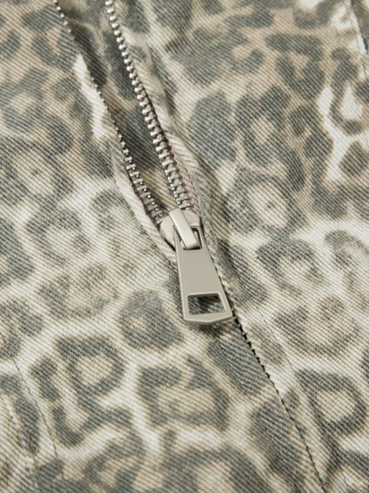 Vintage Leopard Print Bomber Jacket 