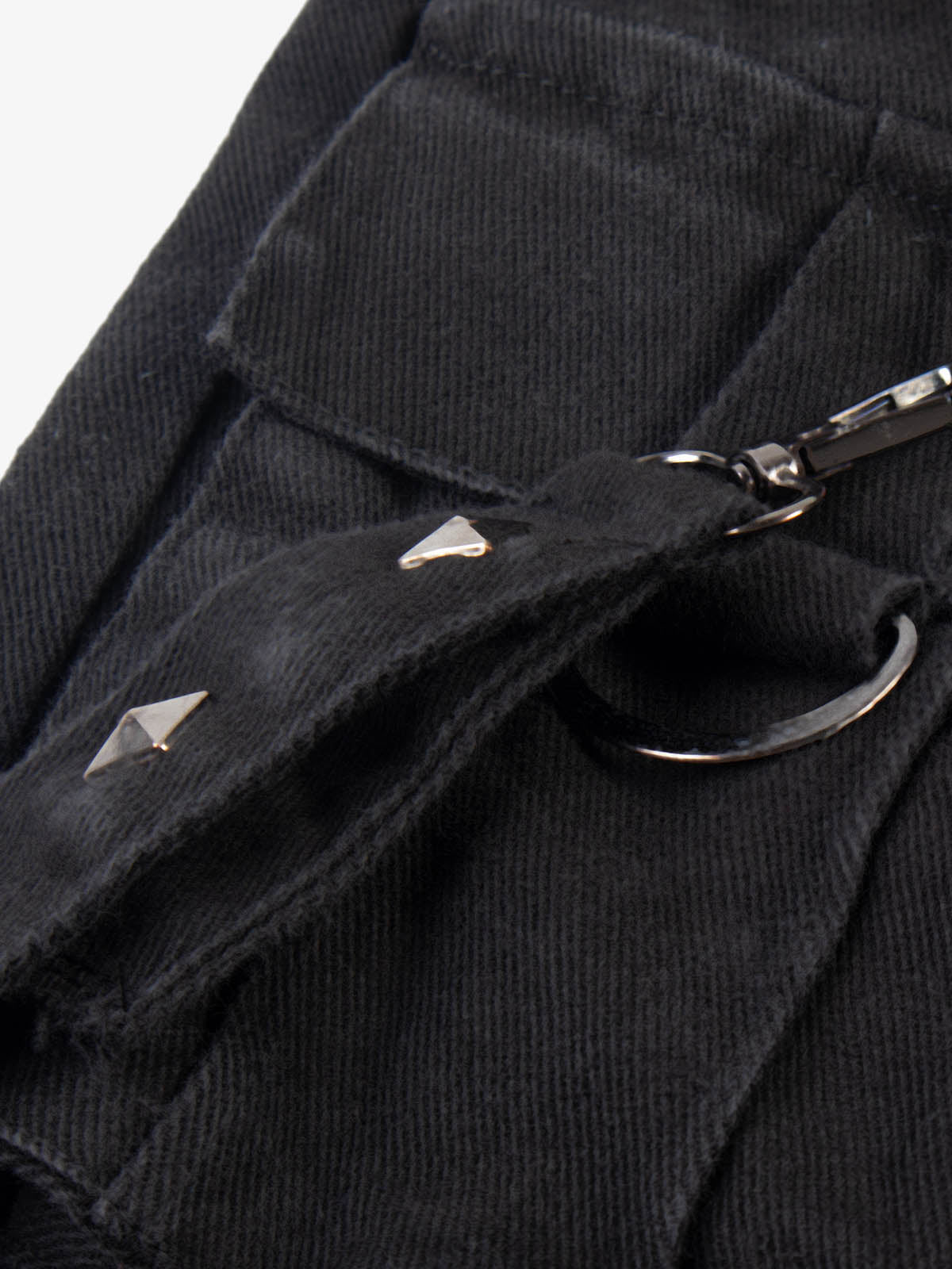Studded Flared-Hem Utility Jeans; Black / S, Black / M, Black / L