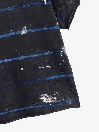 Vintage Washed Striped Paint Splatter Graphic T-Shirt