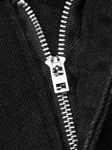 Deconstructed Zipper-Spliced Whiskered Raw-Hem Jeans