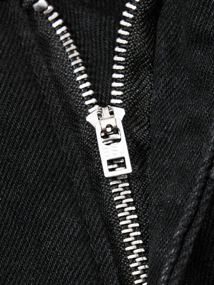 Deconstructed Zipper-Spliced Whiskered Raw-Hem Jeans