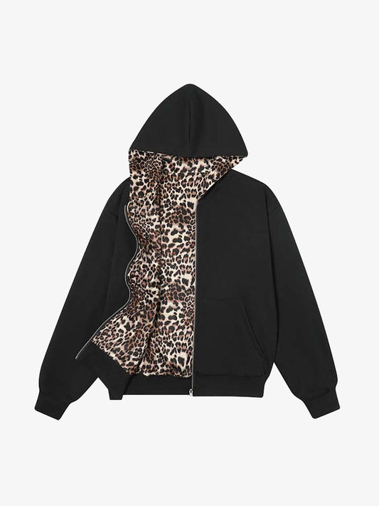 Leopard Reversible Fleece Zip-Up Hoodie 