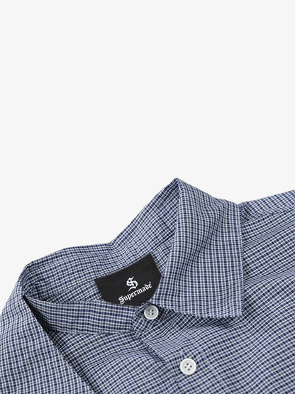 Irregular Plaid Collar Button Shirt