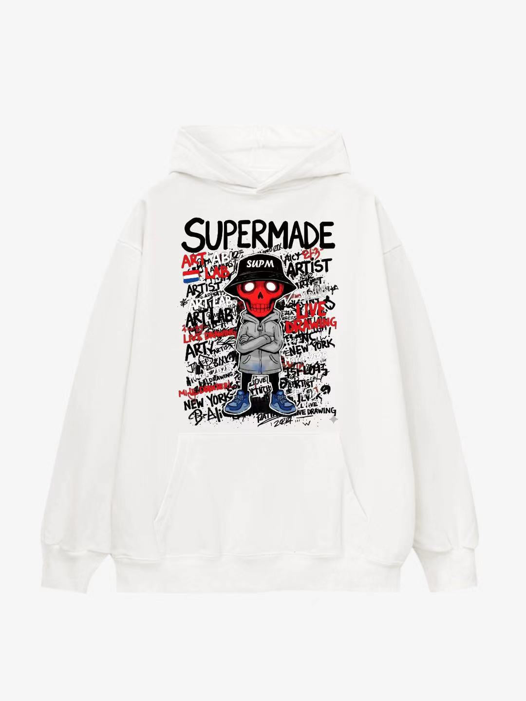 Supermade Graphic Hoodie with Skull Design 