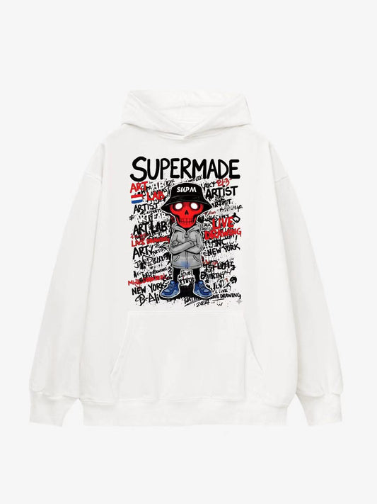 Supermade Graphic Hoodie with Skull Design 