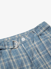 Retro Plaid Lace-Up Cargo Pants 