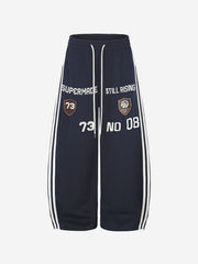 Color Block Striped Embroidered Sweatpants